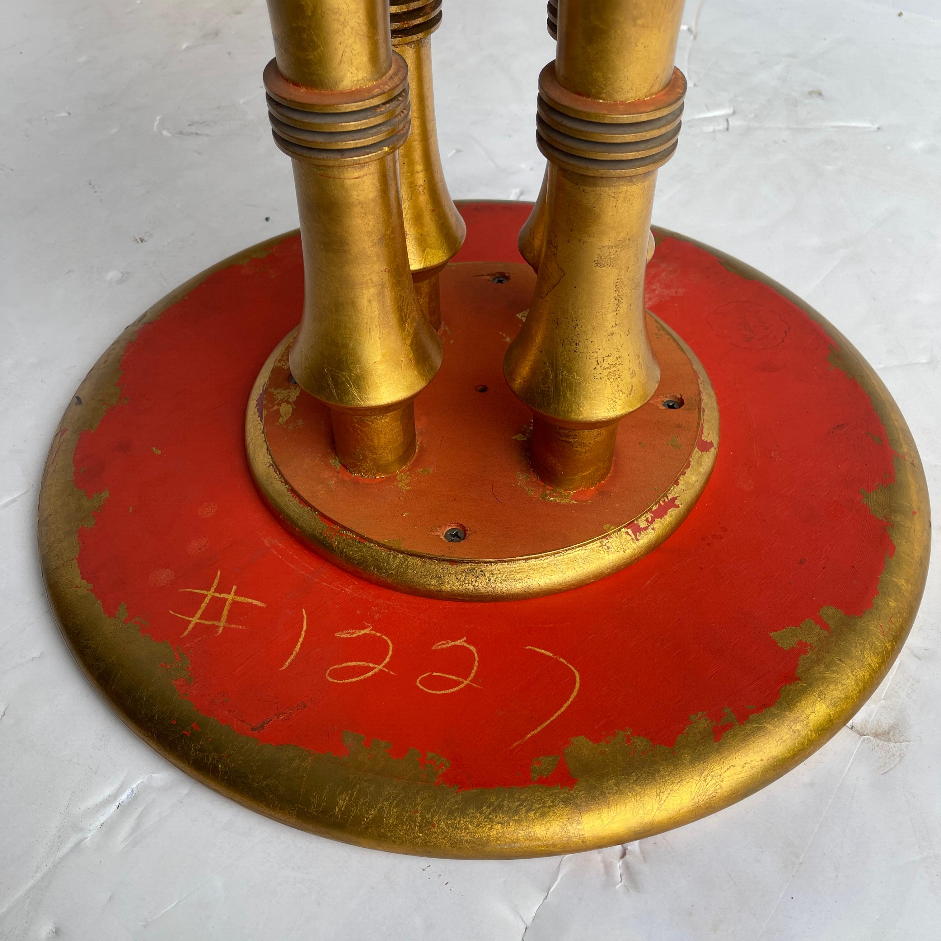 Pair of Gold Leaf and Red Lacquer Side Tables, Hollywood Regency 9