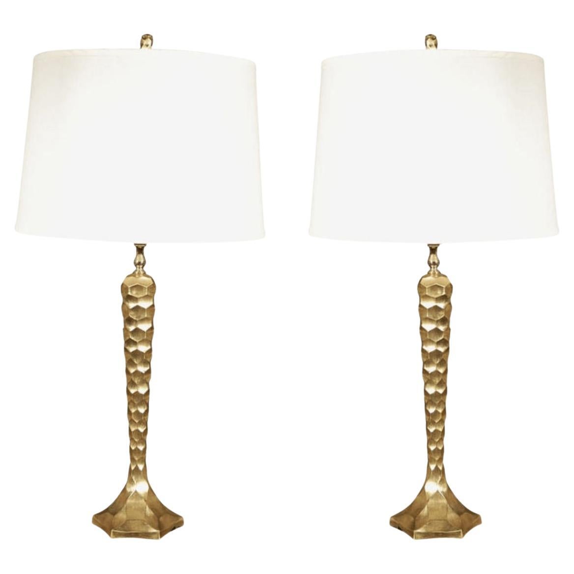 Zwei Florence-Tischlampen mit Blattgold von Bryan Cox