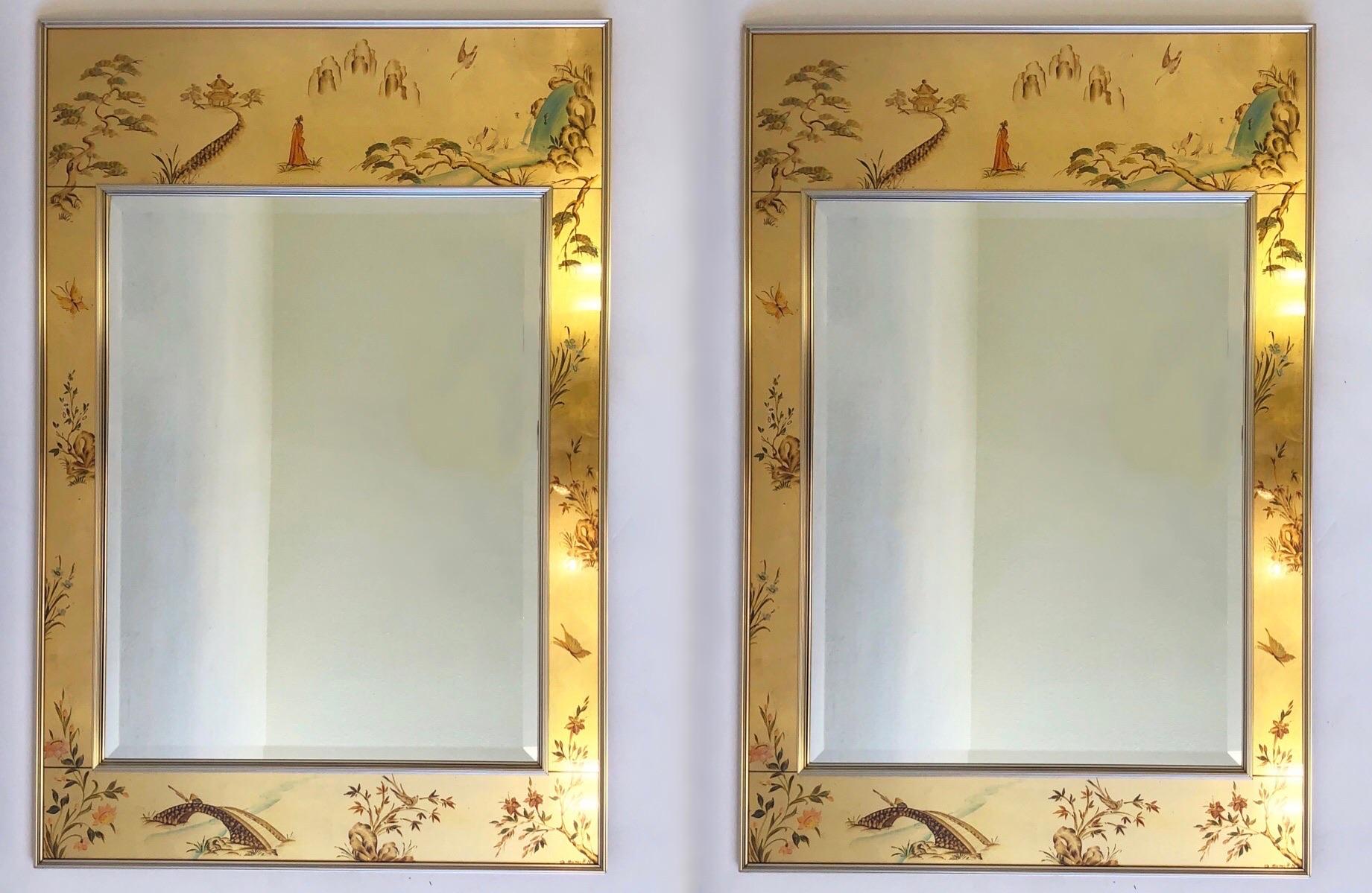 Pair of Gold Leaf Frame Wall Mirror by La Barge 5