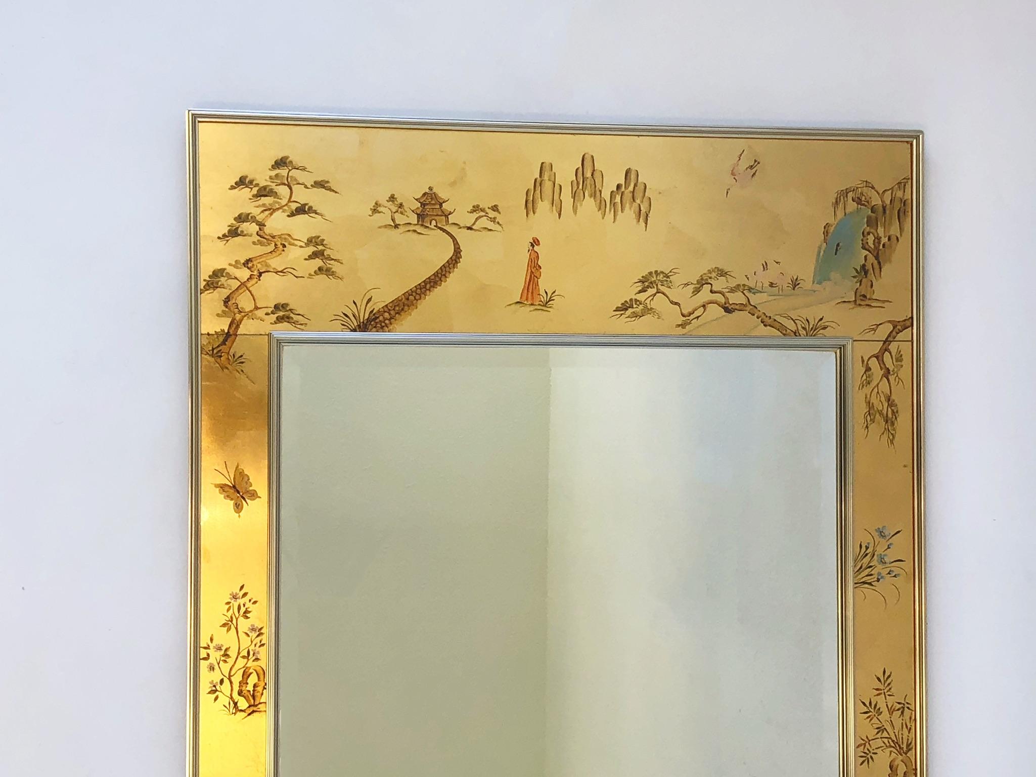 Hollywood Regency Pair of Gold Leaf Frame Wall Mirror by La Barge