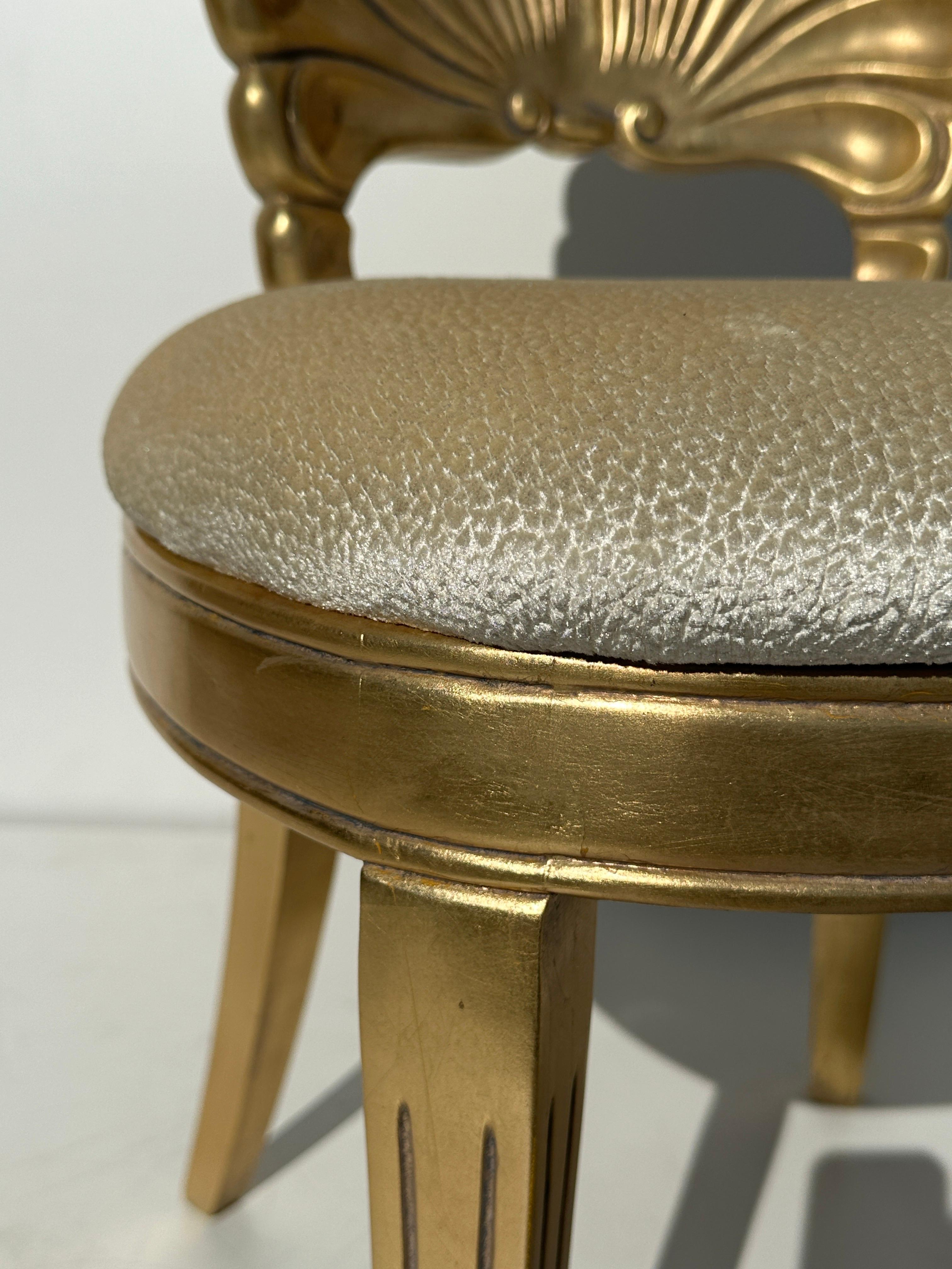 Pair of Gold Leaf Grotto Shell Back Chairs For Sale 11