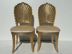 Pair of Gold Leaf Grotto Shell Back Chairs