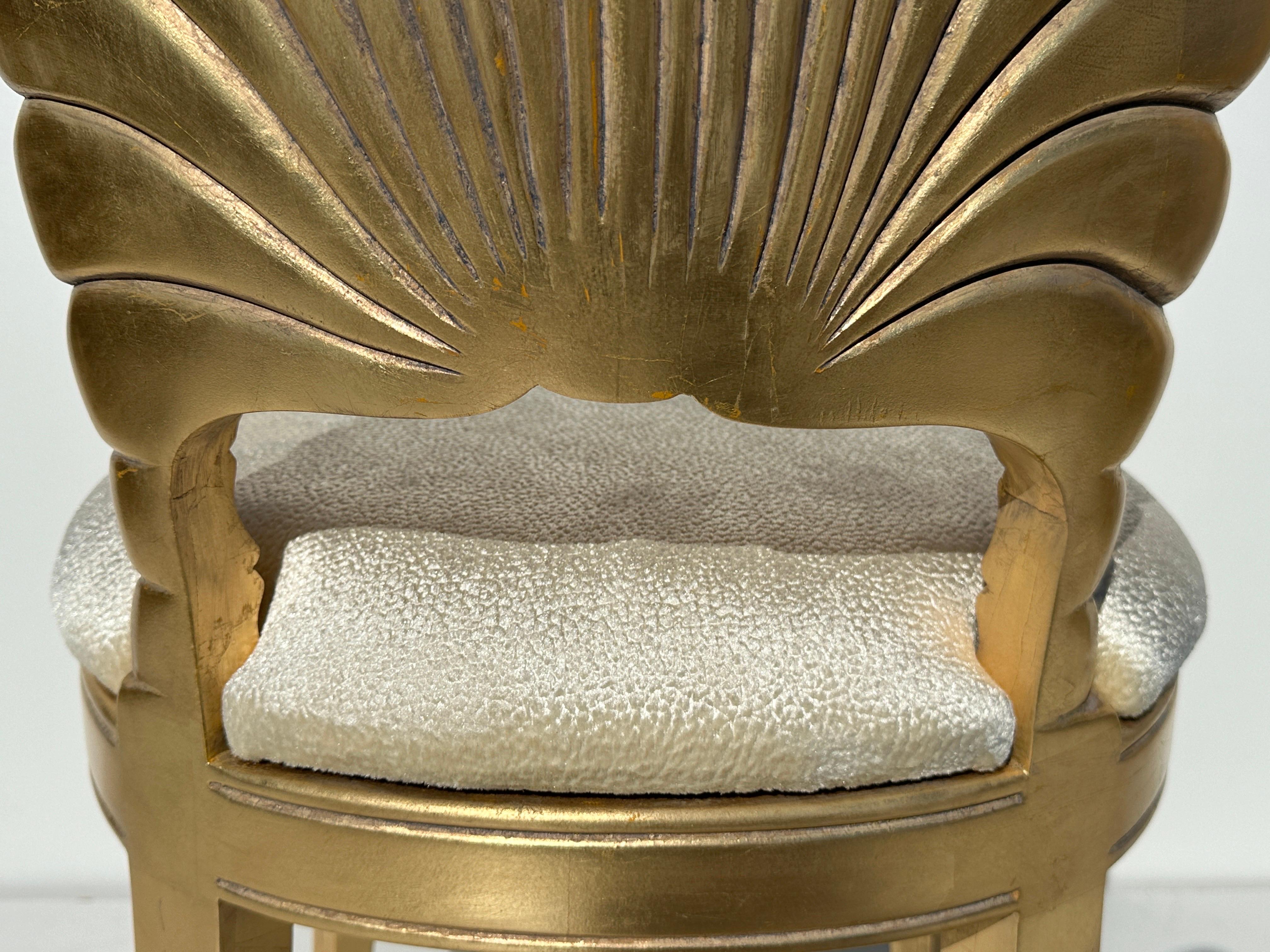 Pair of Gold Leaf Grotto Shell Back Chairs For Sale 12