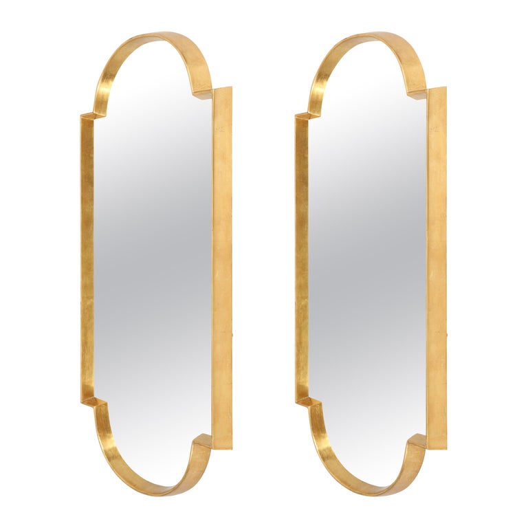 Pair Of Gold Leaf Mirrors Large Antique Shape For At 1stdibs Pair Of Gold Leaf Mirrors Large