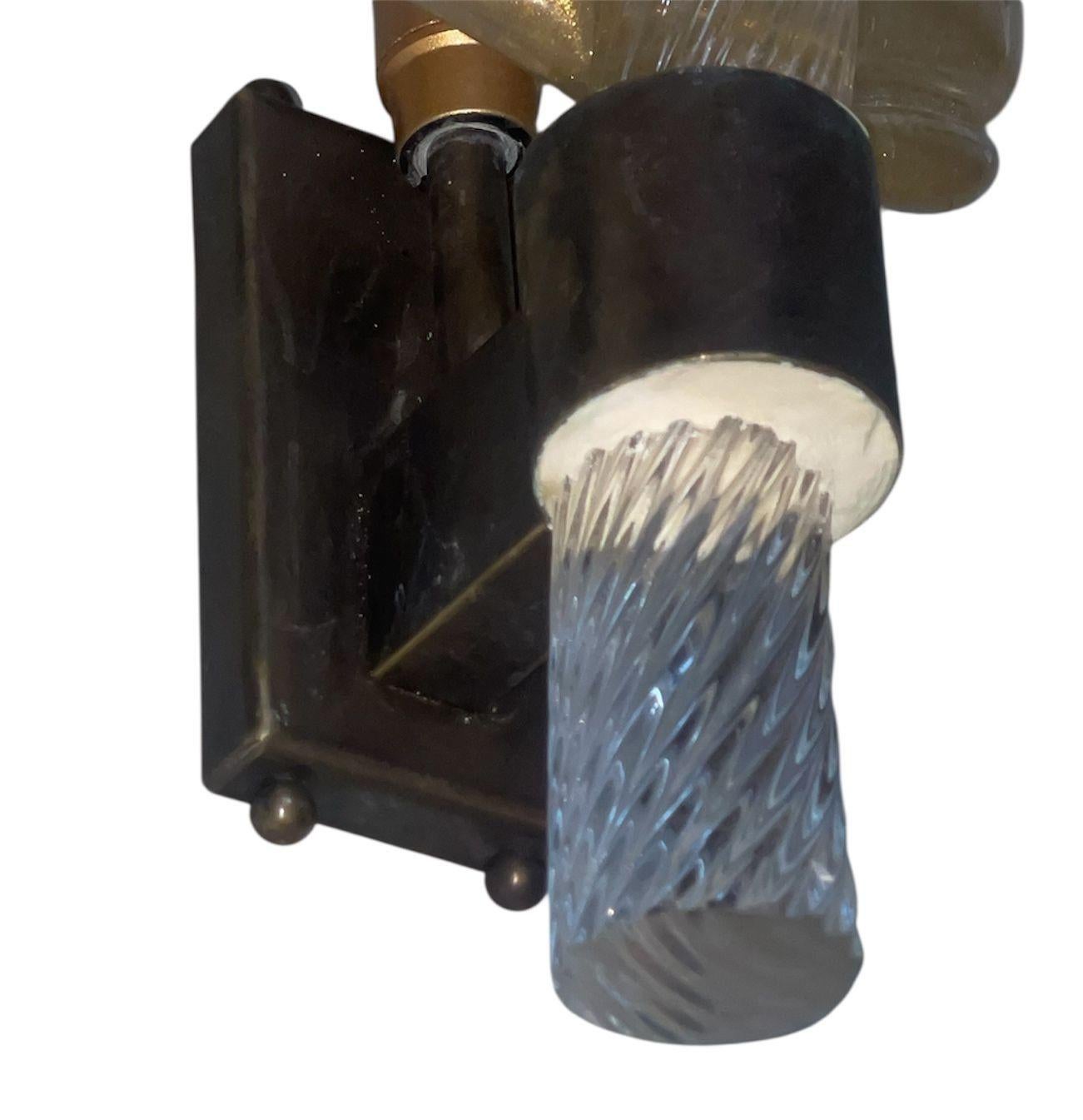 Metà XX secolo Coppia di lampade in vetro di Murano a foglia d'oro di Barovier&Toso - Italia, anni '50. in vendita
