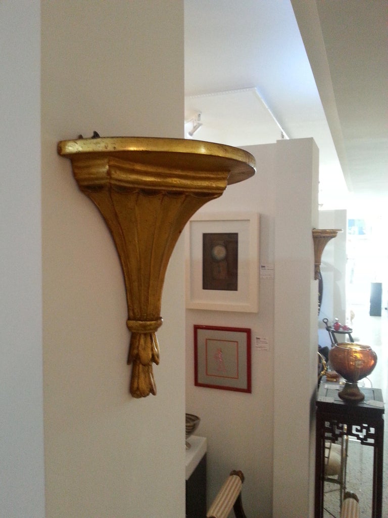 Pair of Gold Leaf Wall Brackets at 1stDibs