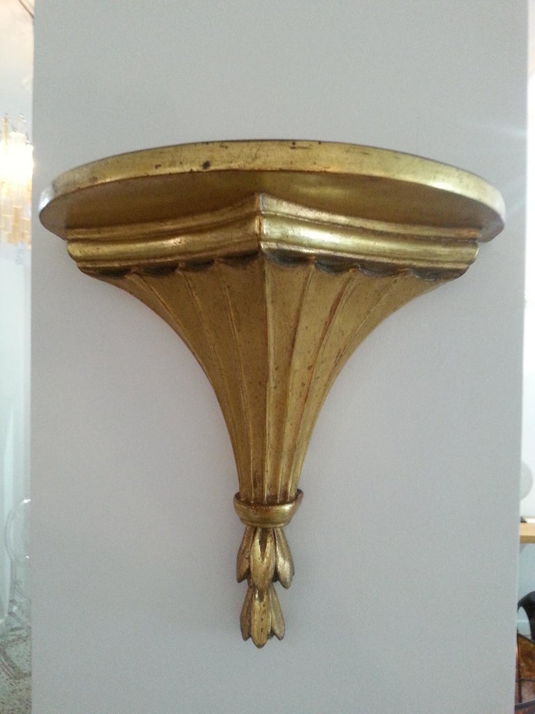 Pair of Gold Leaf Wall Brackets at 1stDibs