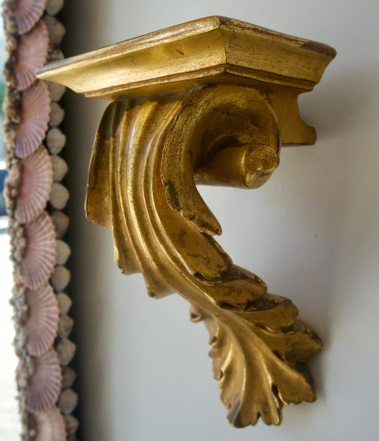 Pair of Gold Leaf Wall Brackets at 1stDibs