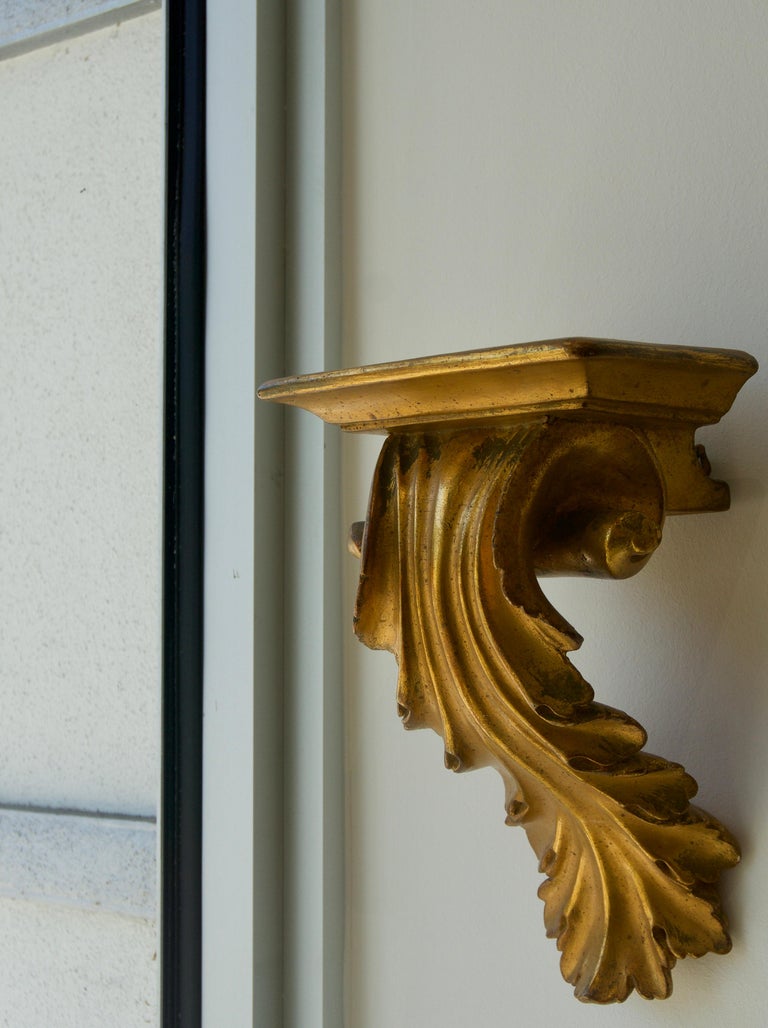 Pair of Gold Leaf Wall Brackets at 1stDibs