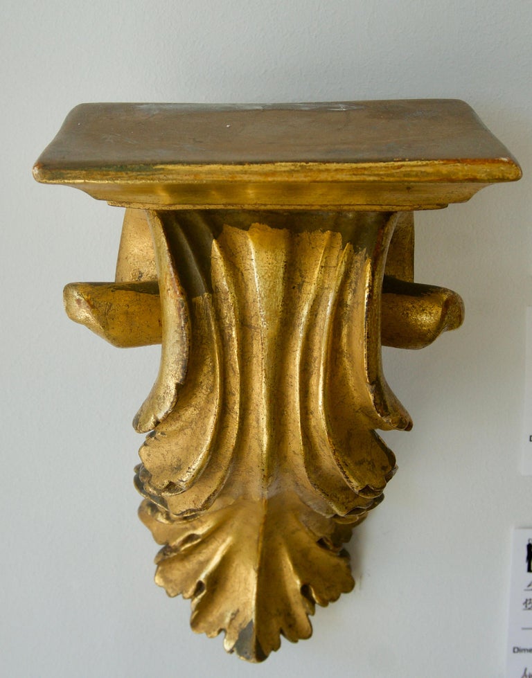 Pair of Gold Leaf Wall Brackets at 1stDibs