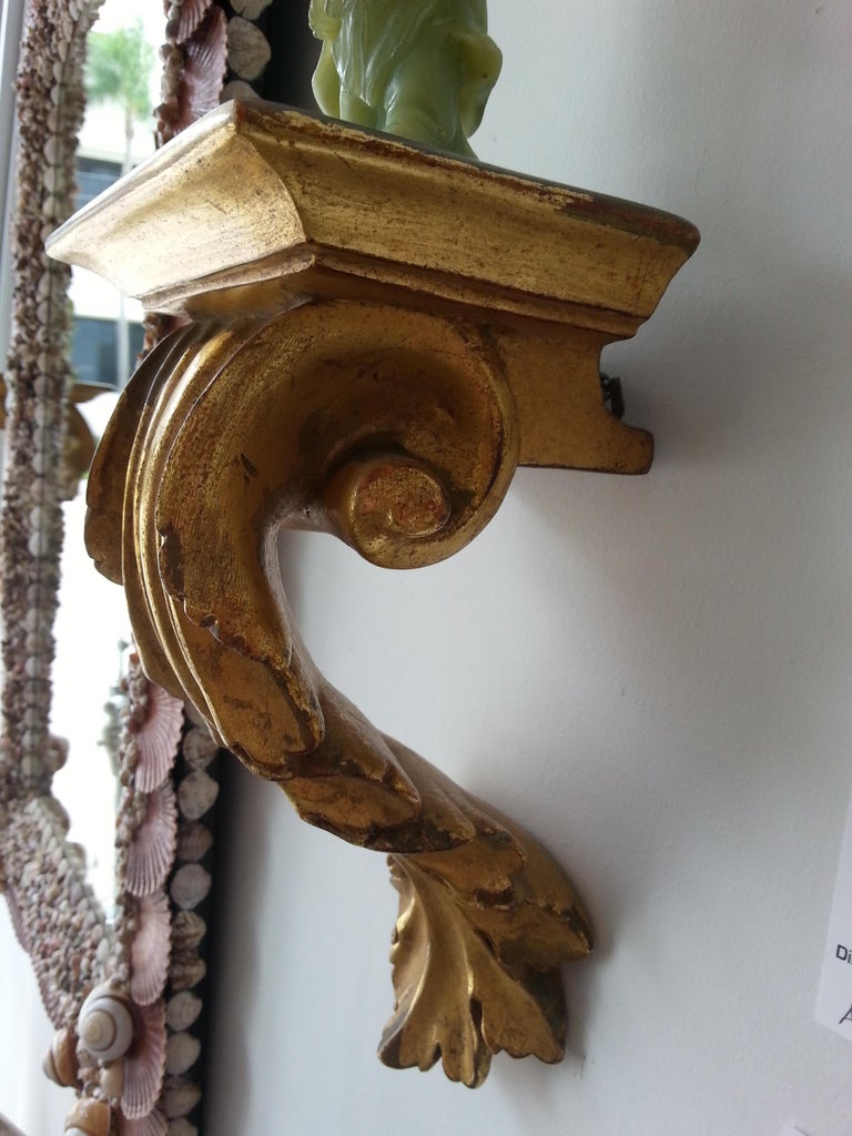 Pair of Gold Leaf Wall Brackets at 1stDibs