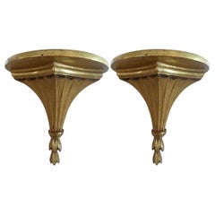 Pair of Gold Leaf Wall Brackets 