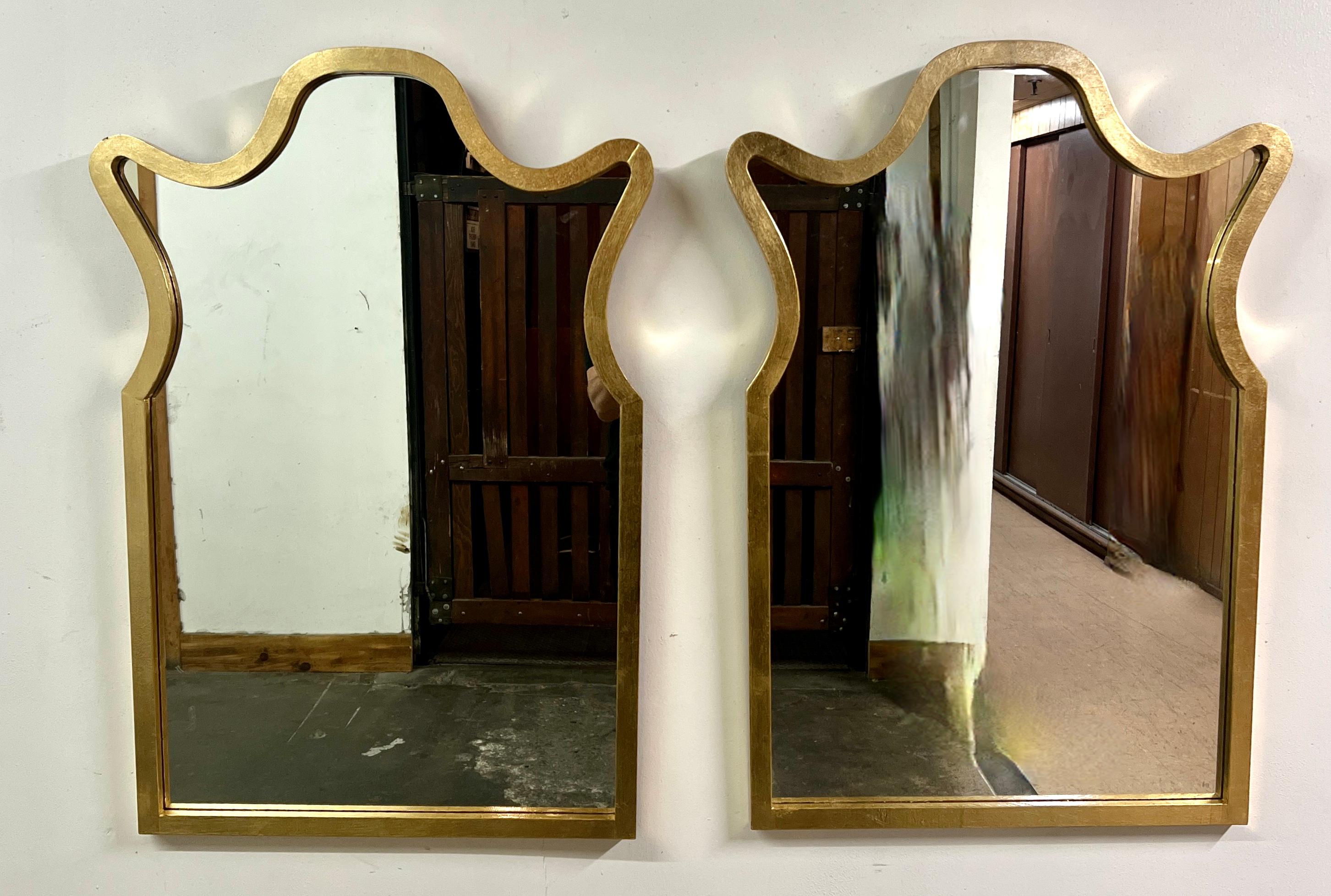 Paar Wandspiegel aus Wood Wood mit Blattgold (Moderne) im Angebot