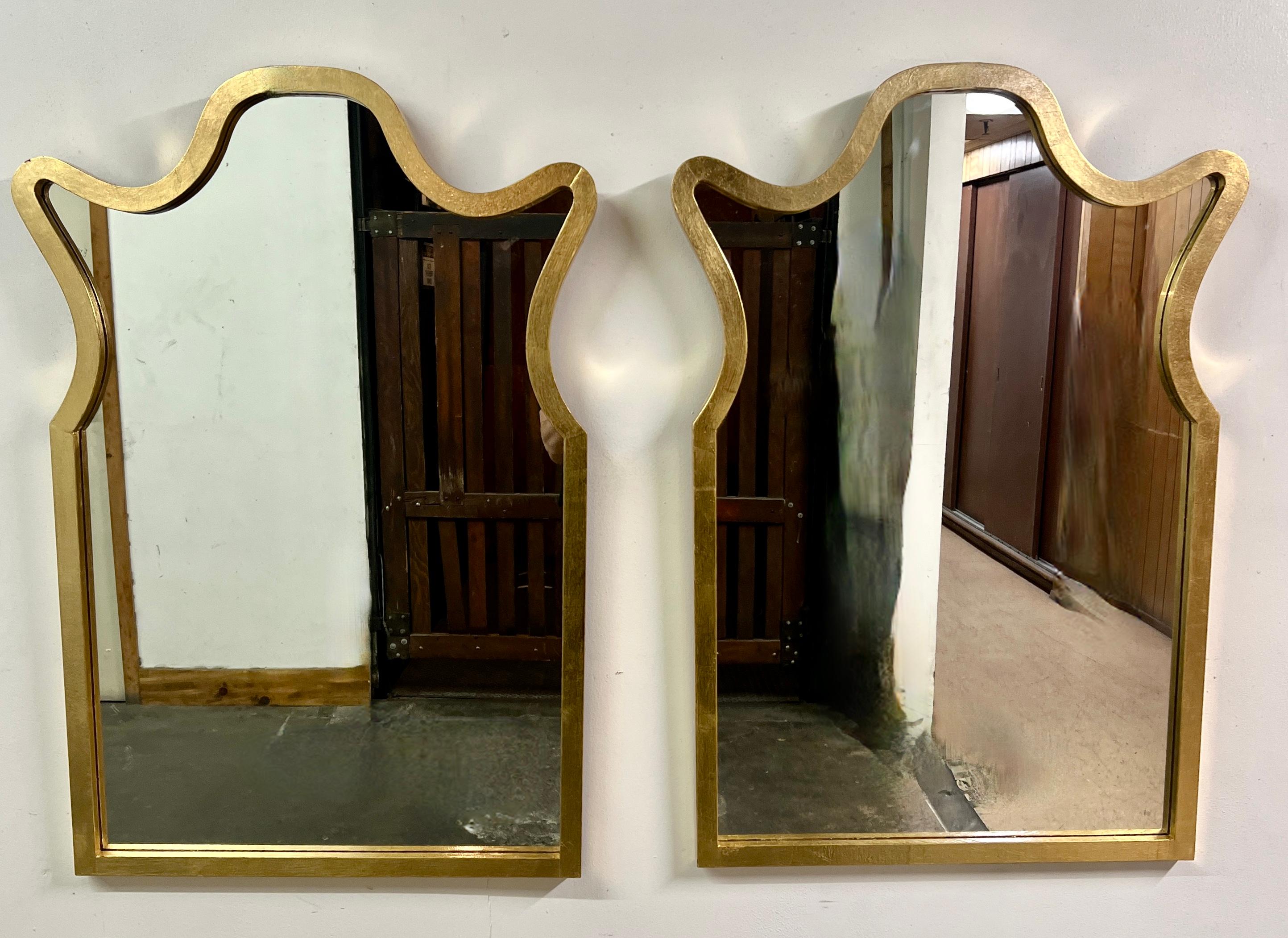 Paar Wandspiegel aus Wood Wood mit Blattgold im Zustand „Neu“ im Angebot in Los Angeles, CA