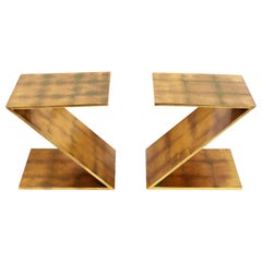 Pair of Gold Leaf "Z" Tables