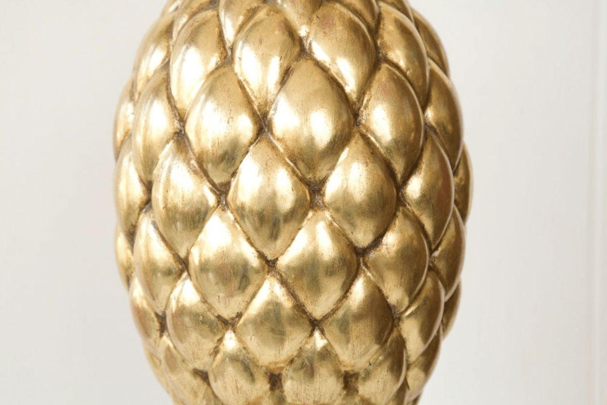 Pair of Gold leafed Pineapple Lamps by Bryan Cox In Good Condition In Los Angeles, CA