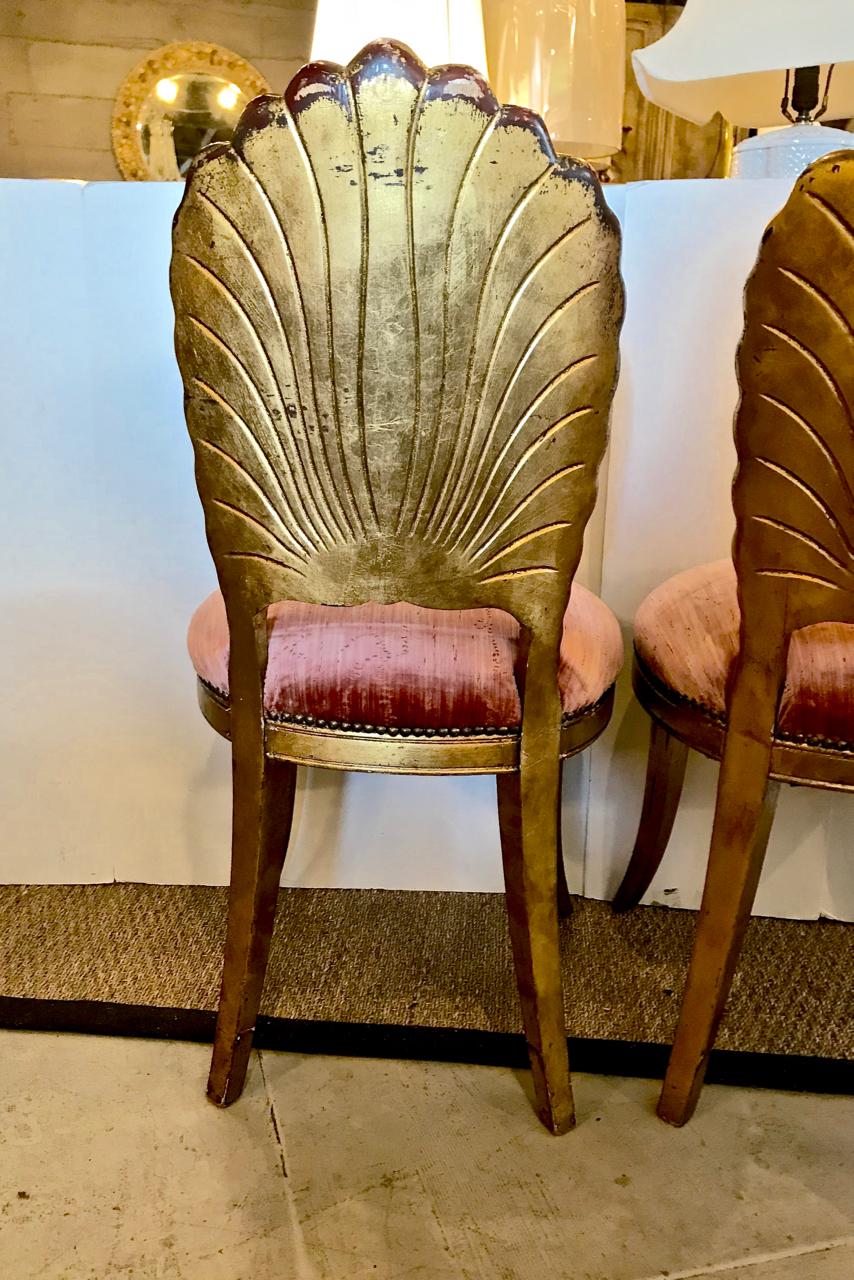 Hand-Carved Pair of Gold Leafed Venetian Grotto Chairs, circa 1950