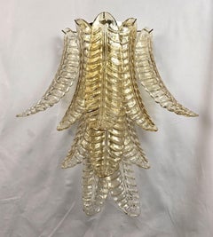 Pair of gold leaves Murano glass sconces