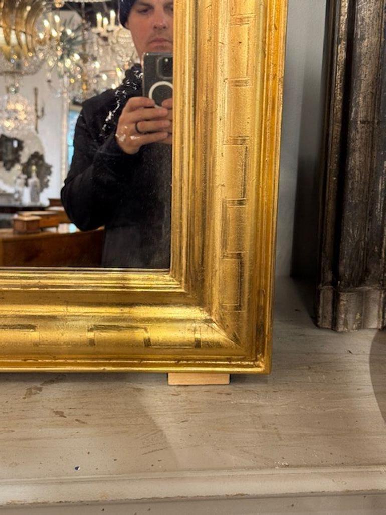 Pair of Gold Louis Philippe Mirrors with Geometric Pattern In Good Condition In Dallas, TX