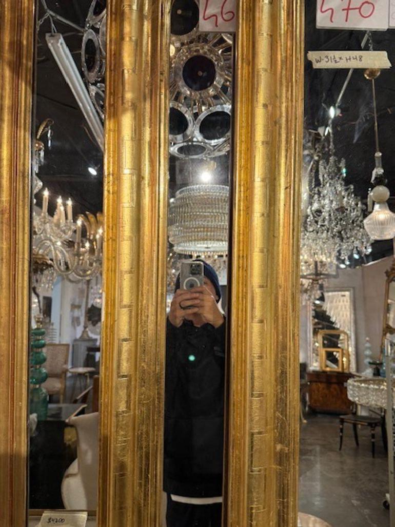 Wood Pair of Gold Louis Philippe Mirrors with Geometric Pattern