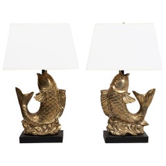 Pair of Gold Lustre Ceramic Lamps