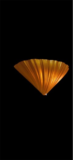 Pair of Gold Lustre Ceramic Scallop Shell Up-Light Wall Sconces, 1970s–80s