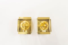 Pair of Gold Maritim Glass and Brass Wall Lamps by Vitrika, 1970s