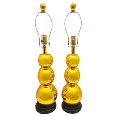 Retro Pair of Gold Mercury Glass Lamps