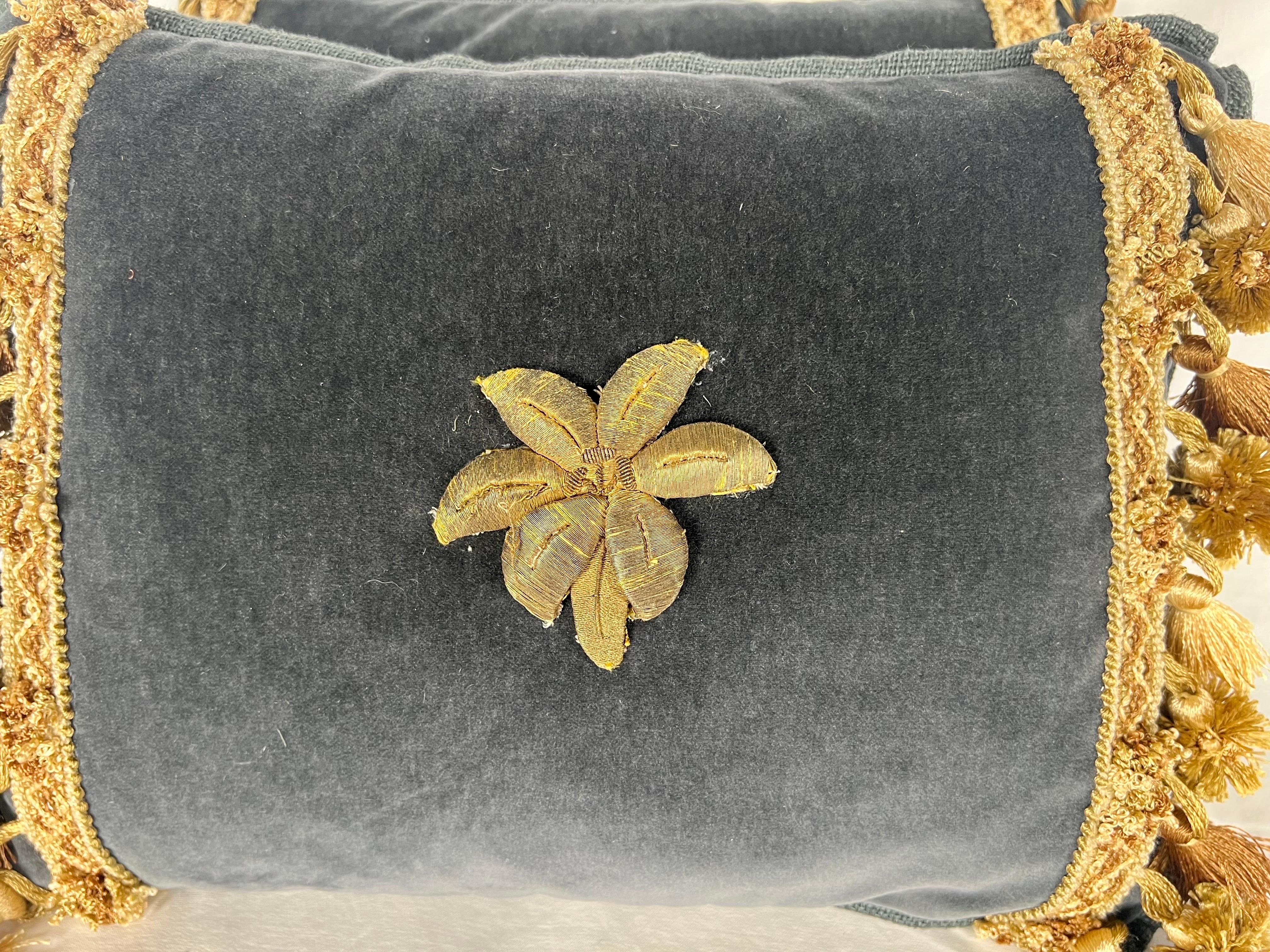 Rococo Pair of Gold Metallic Apliqued pillows by MLA