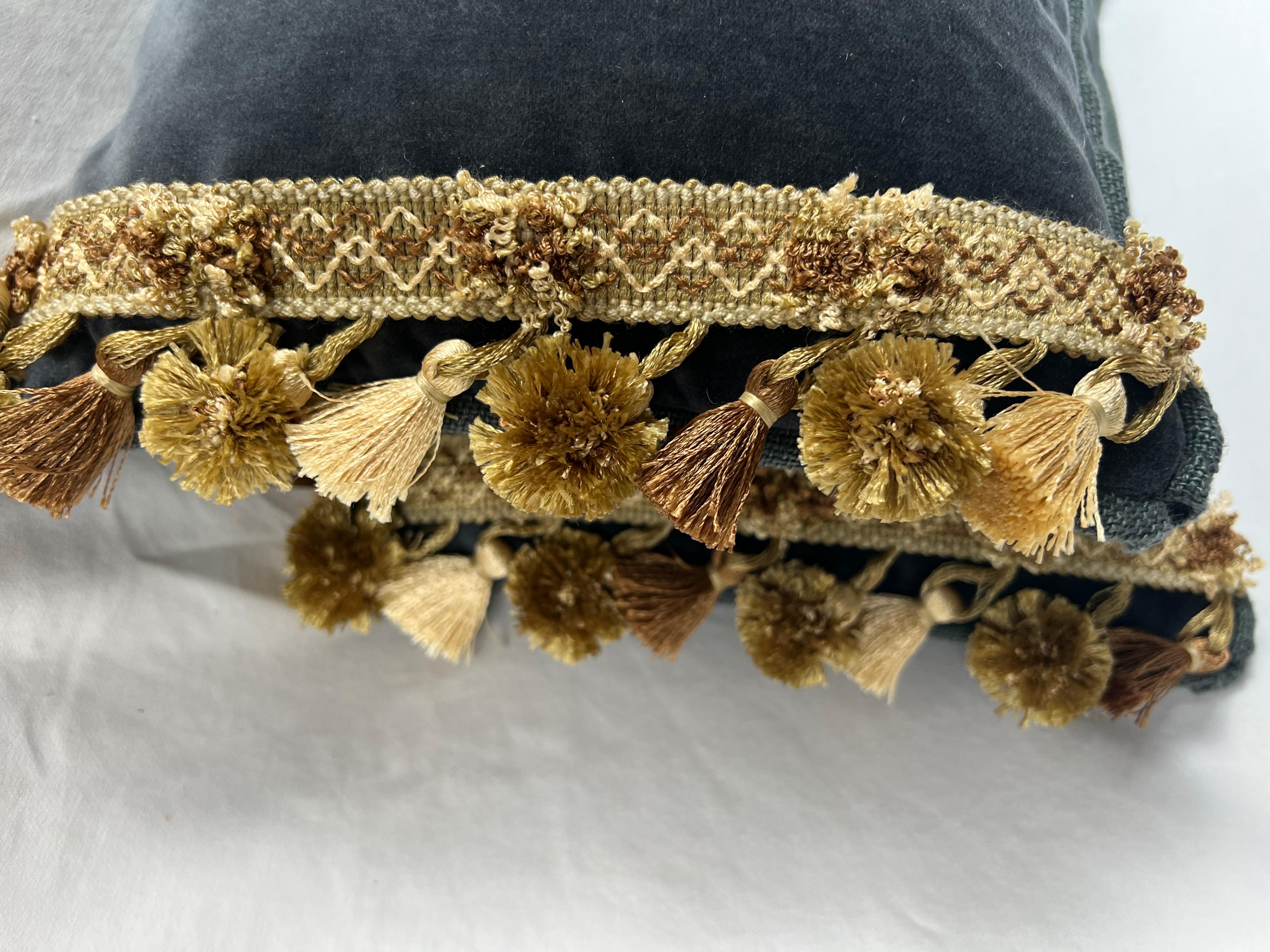 Silk Pair of Gold Metallic Apliqued pillows by MLA