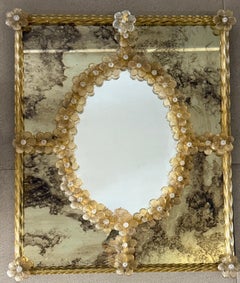 Pair of Gold Mid-Century Venetian Mirror Murano 1960'
