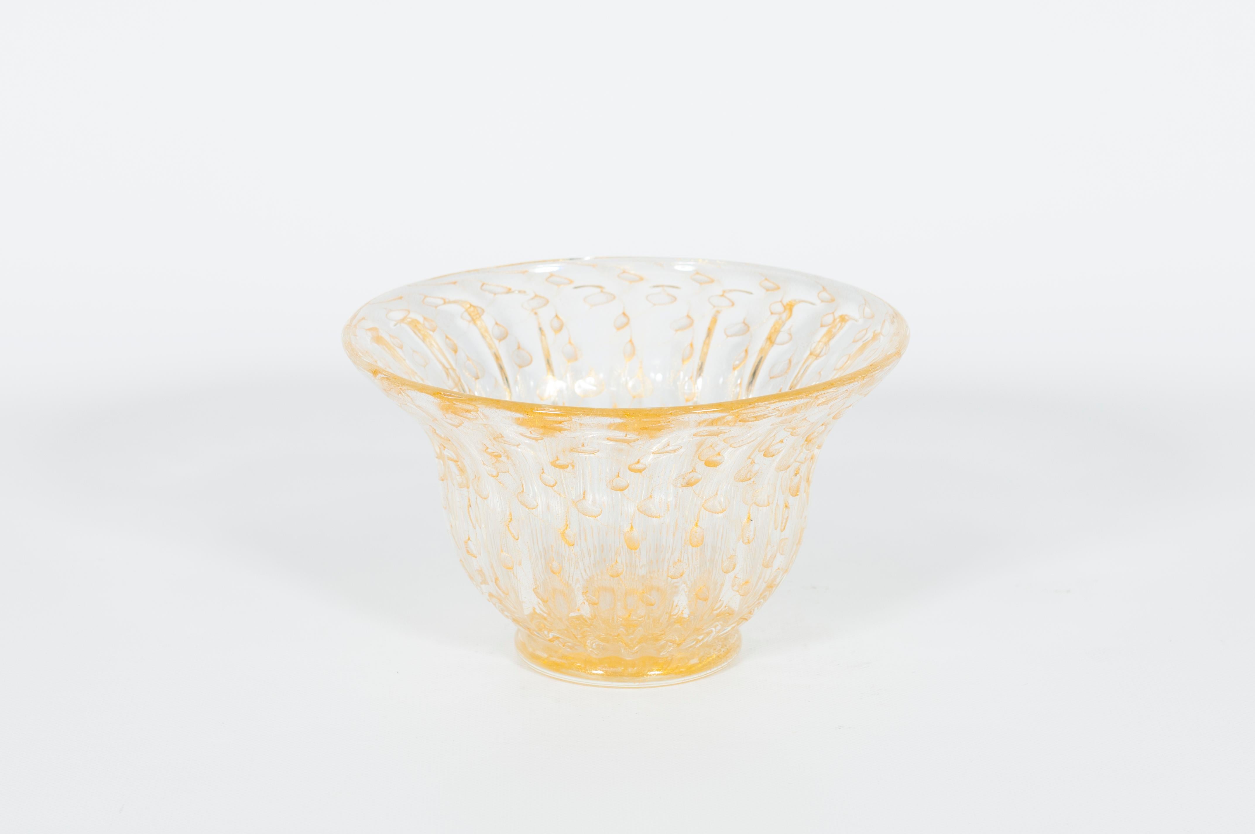 Paar goldene Murano-Glasschalen aus den 1980er Jahren (Moderne der Mitte des Jahrhunderts) im Angebot