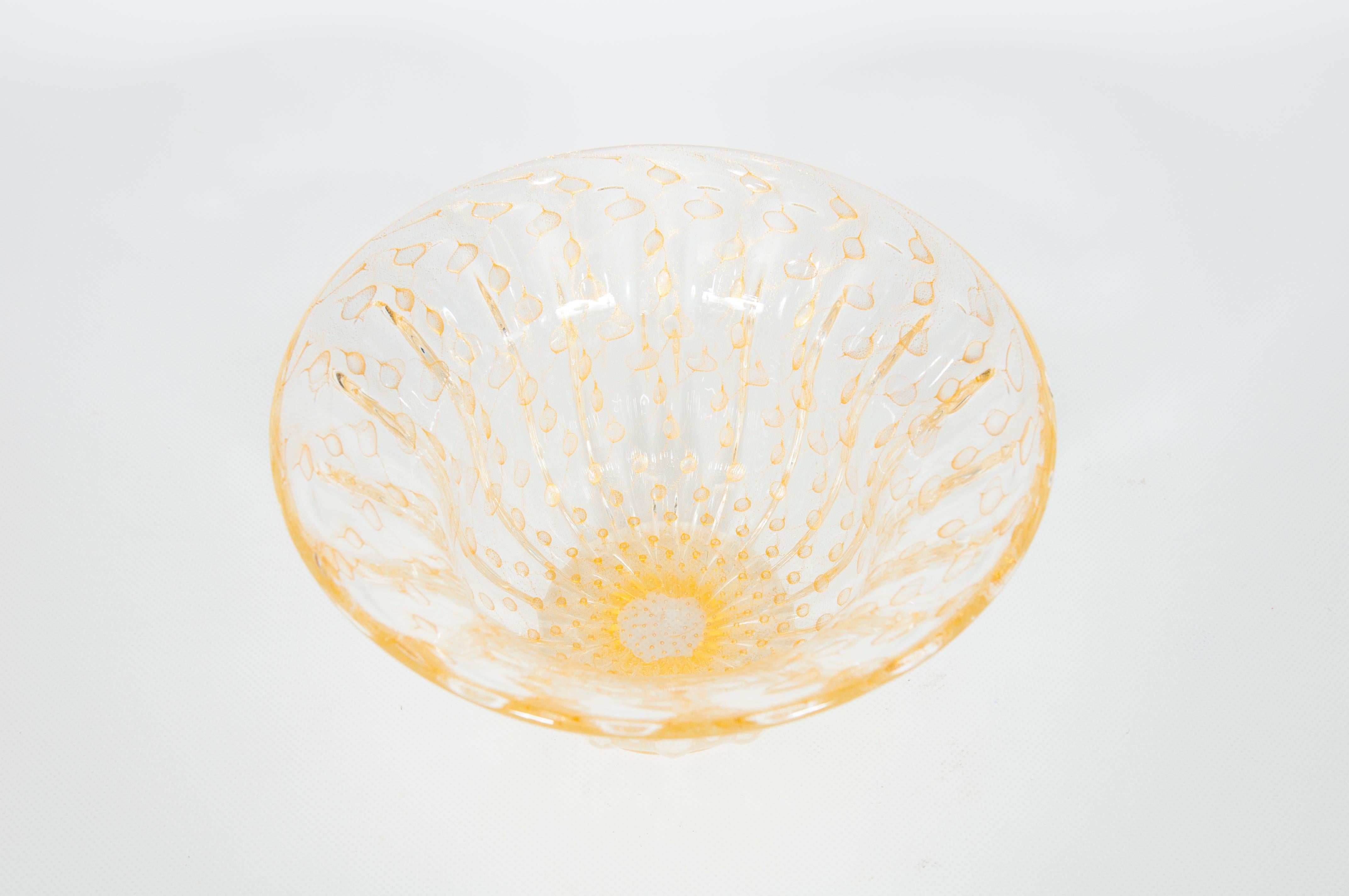 Paar goldene Murano-Glasschalen aus den 1980er Jahren (Gold) im Angebot