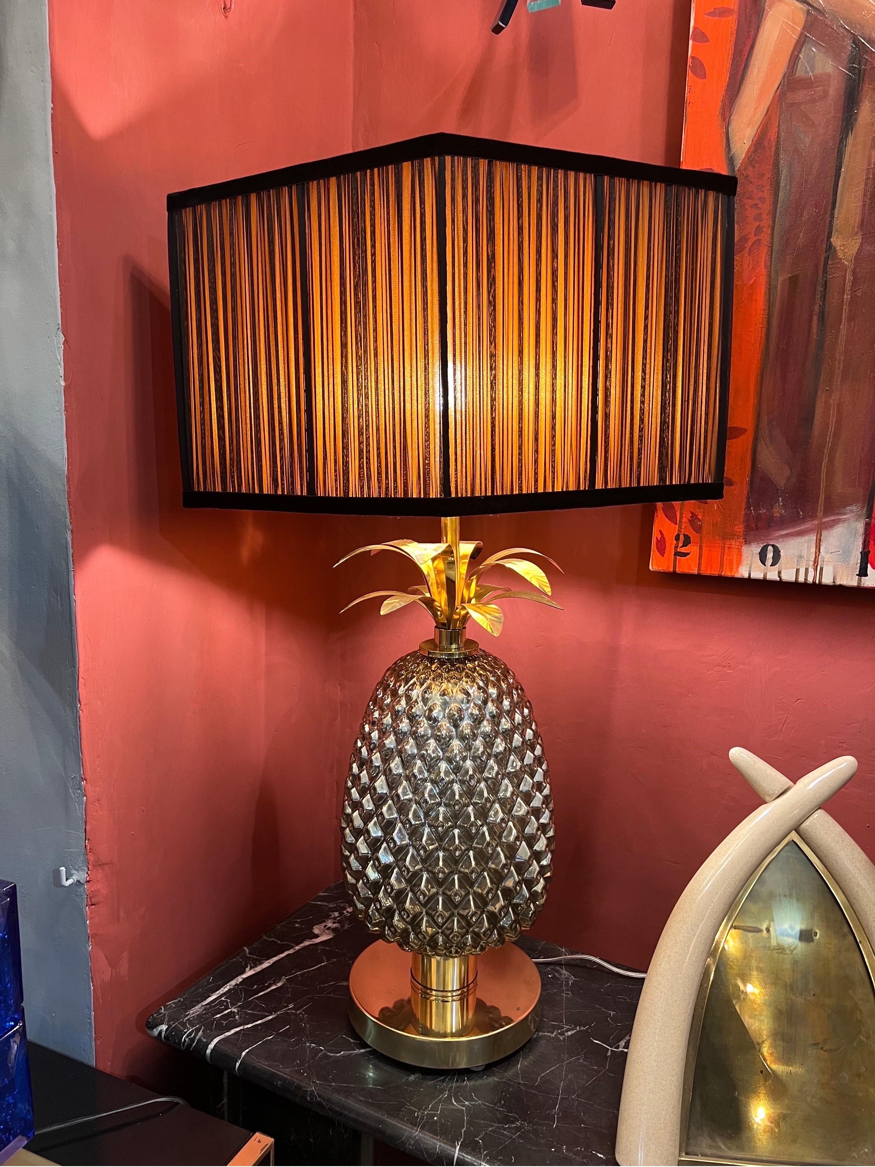 Pair of Gold Murano Glass Table Lamps Pineapple Shaped with Our Lampshades, 1980s 6