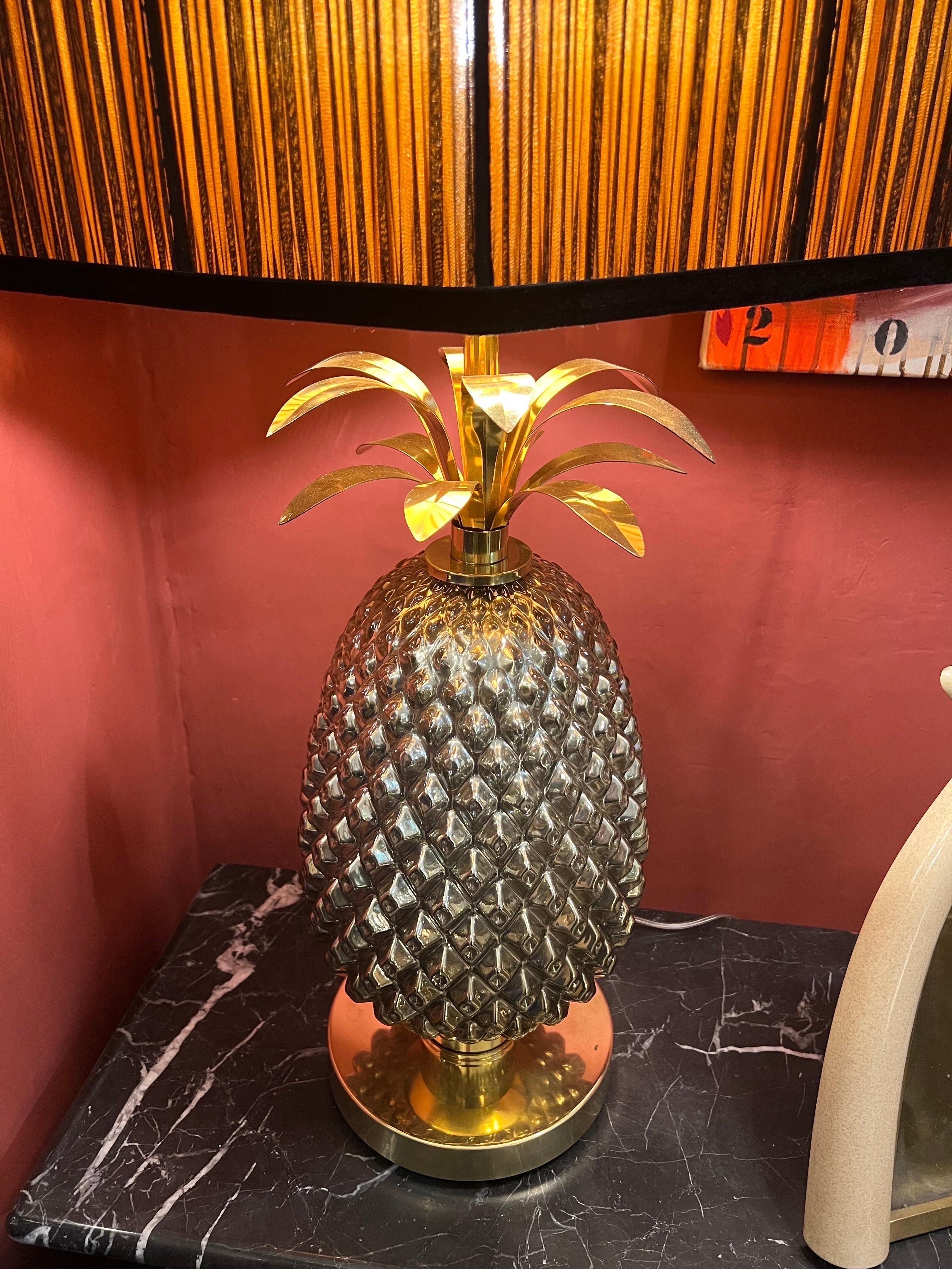 Pair of Gold Murano Glass Table Lamps Pineapple Shaped with Our Lampshades, 1980s 10