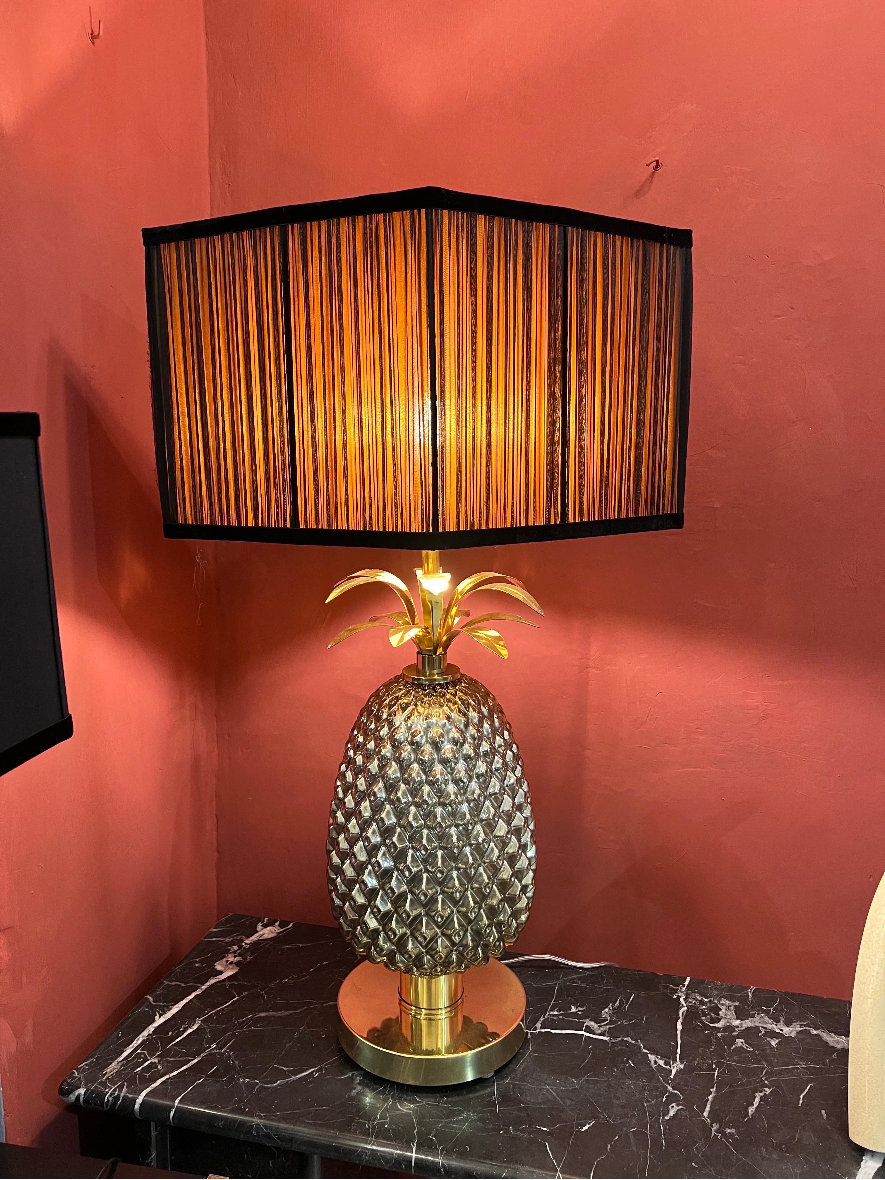 Italian Pair of Gold Murano Glass Table Lamps Pineapple Shaped with Our Lampshades, 1980s