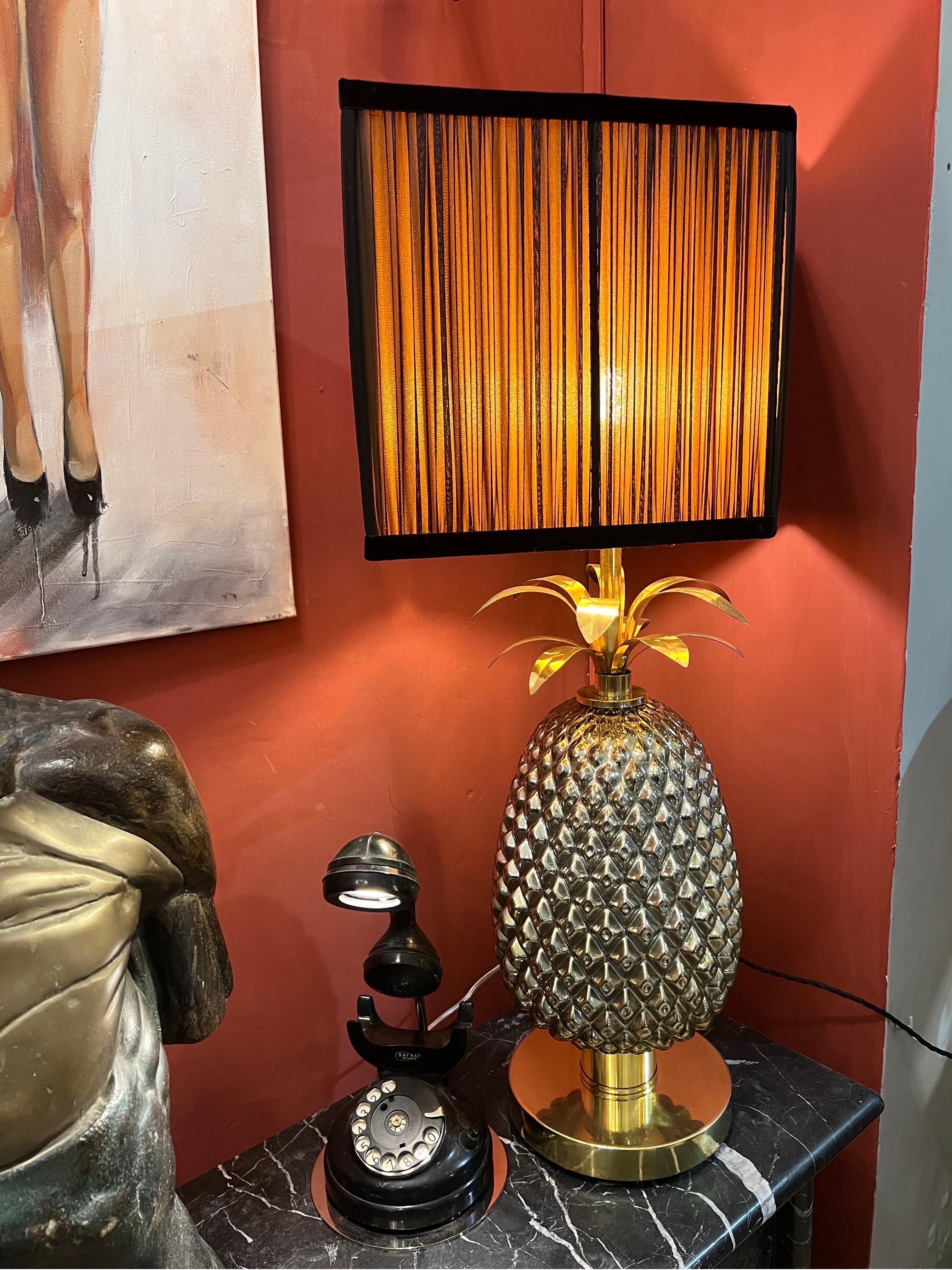 Pair of Gold Murano Glass Table Lamps Pineapple Shaped with Our Lampshades, 1980s 2