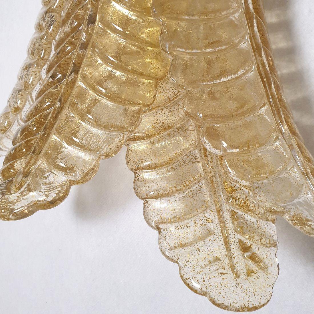 Paar goldene Murano Blätter Wandleuchter im Angebot 3