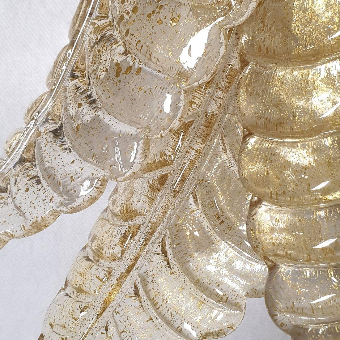 Paar goldene Murano Blätter Wandleuchter im Angebot 4