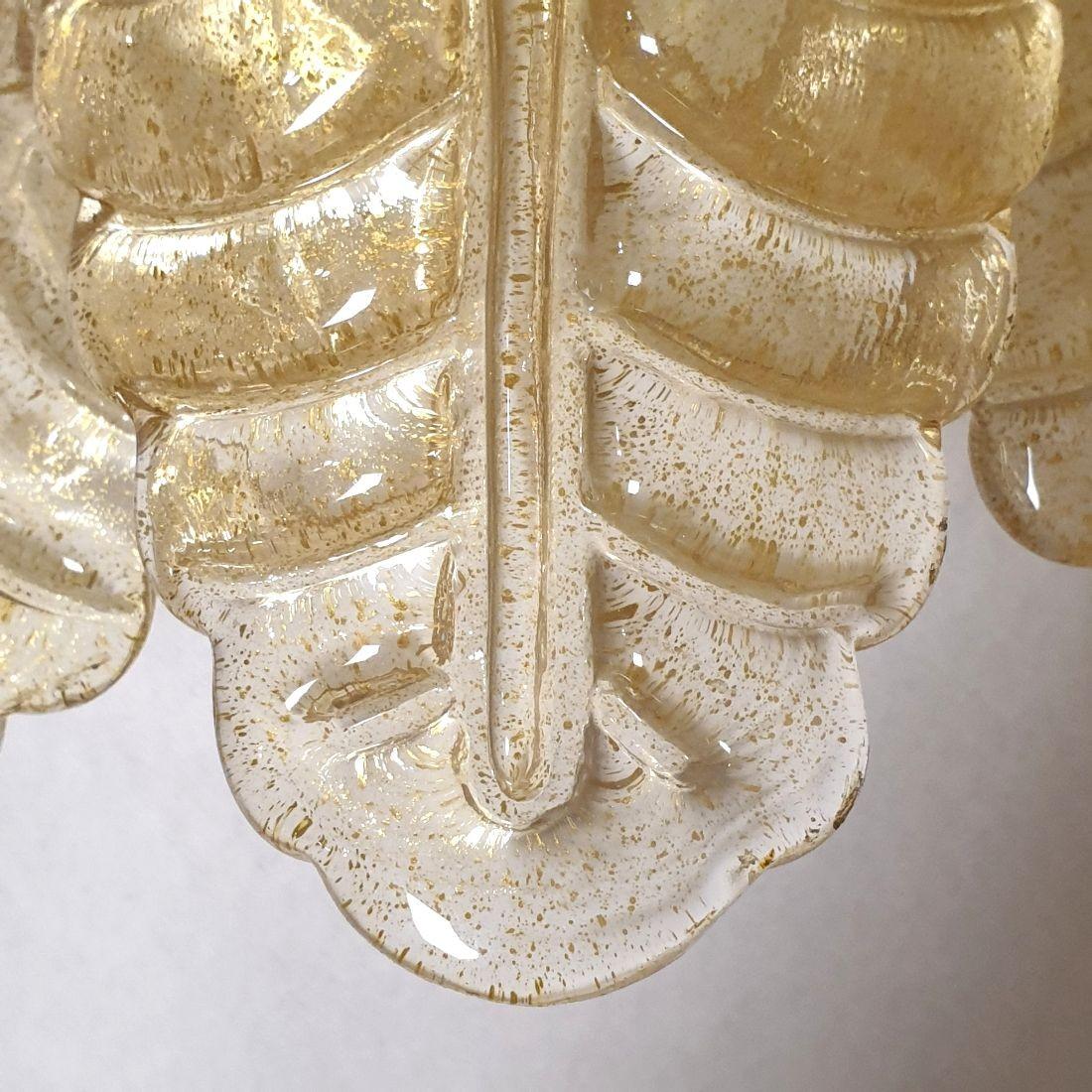 Paar goldene Murano Blätter Wandleuchter im Angebot 5
