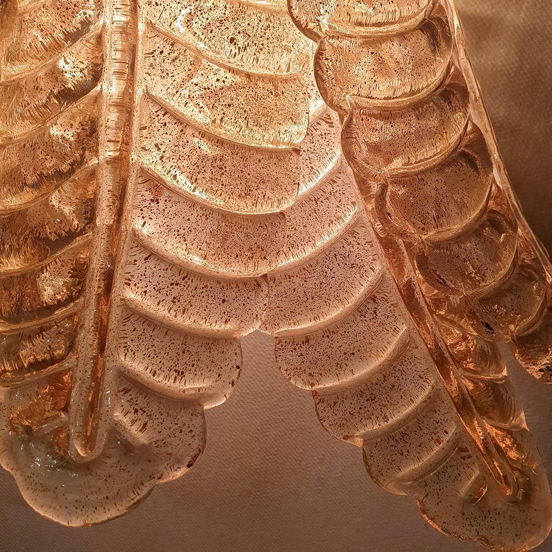 Paar goldene Murano Blätter Wandleuchter (Ende des 20. Jahrhunderts) im Angebot