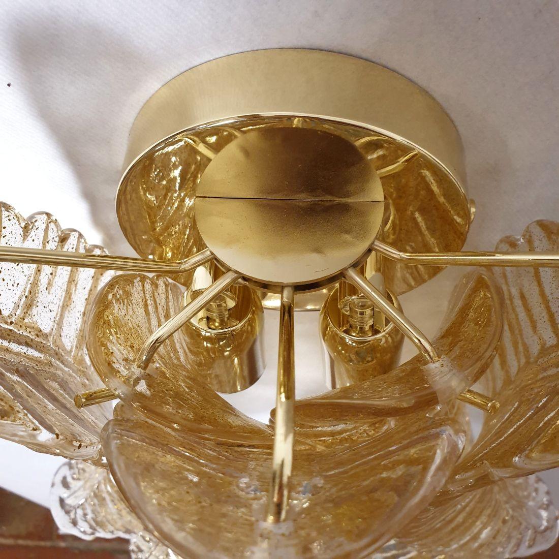 Paar goldene Murano Blätter Wandleuchter im Angebot 2