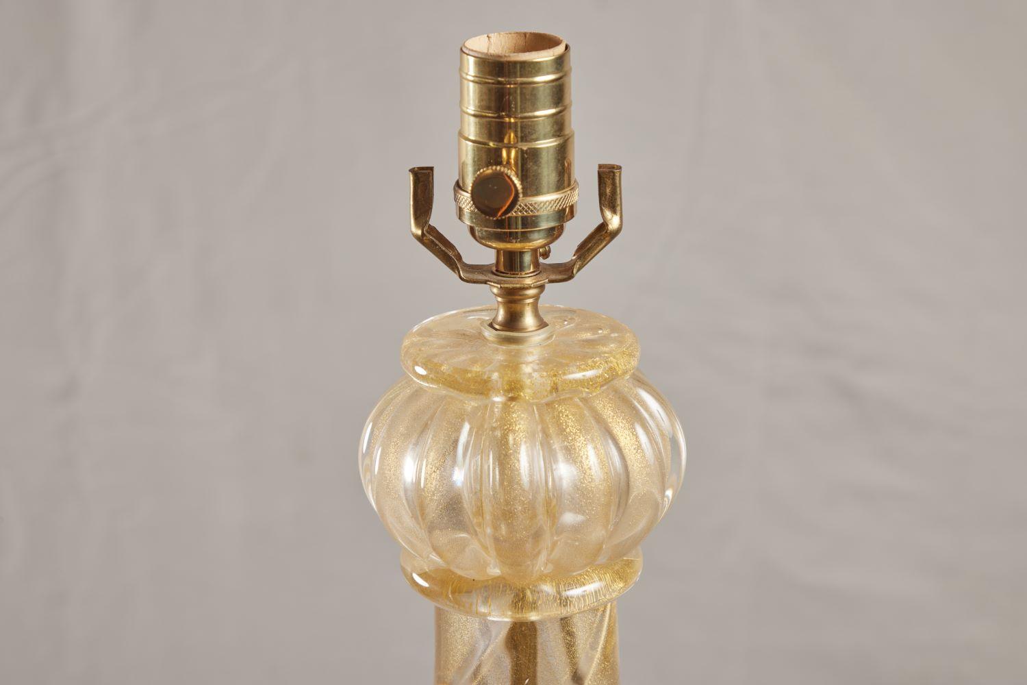 Pair of Gold Murano Tassel Lamps In Good Condition For Sale In Pasadena, CA