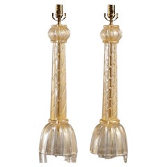 Pair of Gold Murano Tassel Lamps