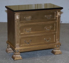 Pair of Gold over Silver Leaf Painted Bedside Table Sized Chests of Drawers