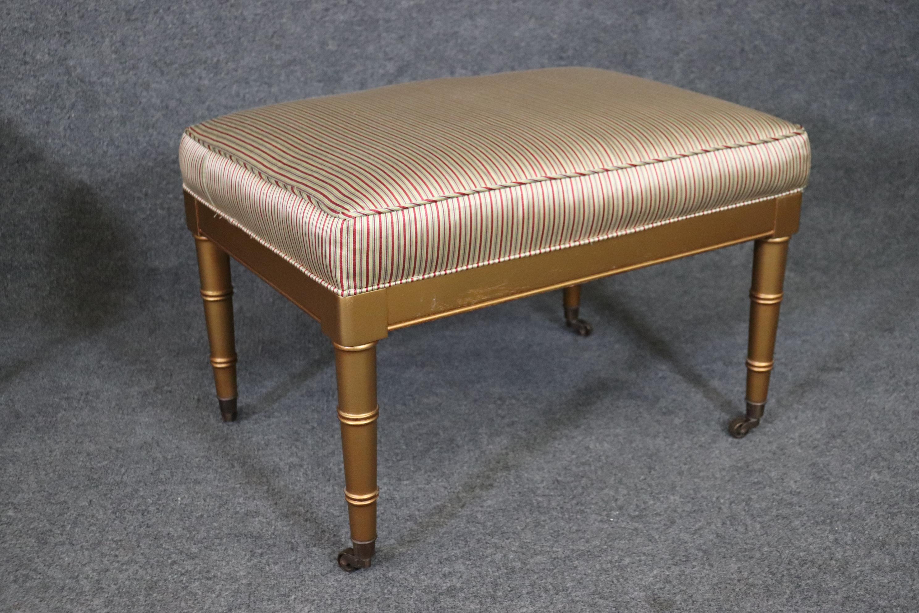 Pair of Gold Paint Decorated Faux Bamboo French Benches Stools 2