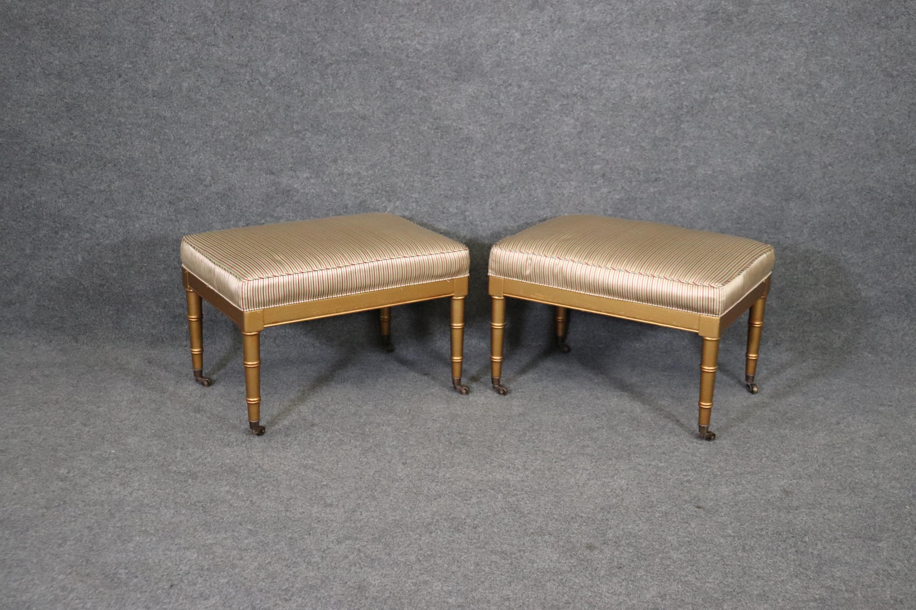 North American Pair of Gold Paint Decorated Faux Bamboo French Benches Stools