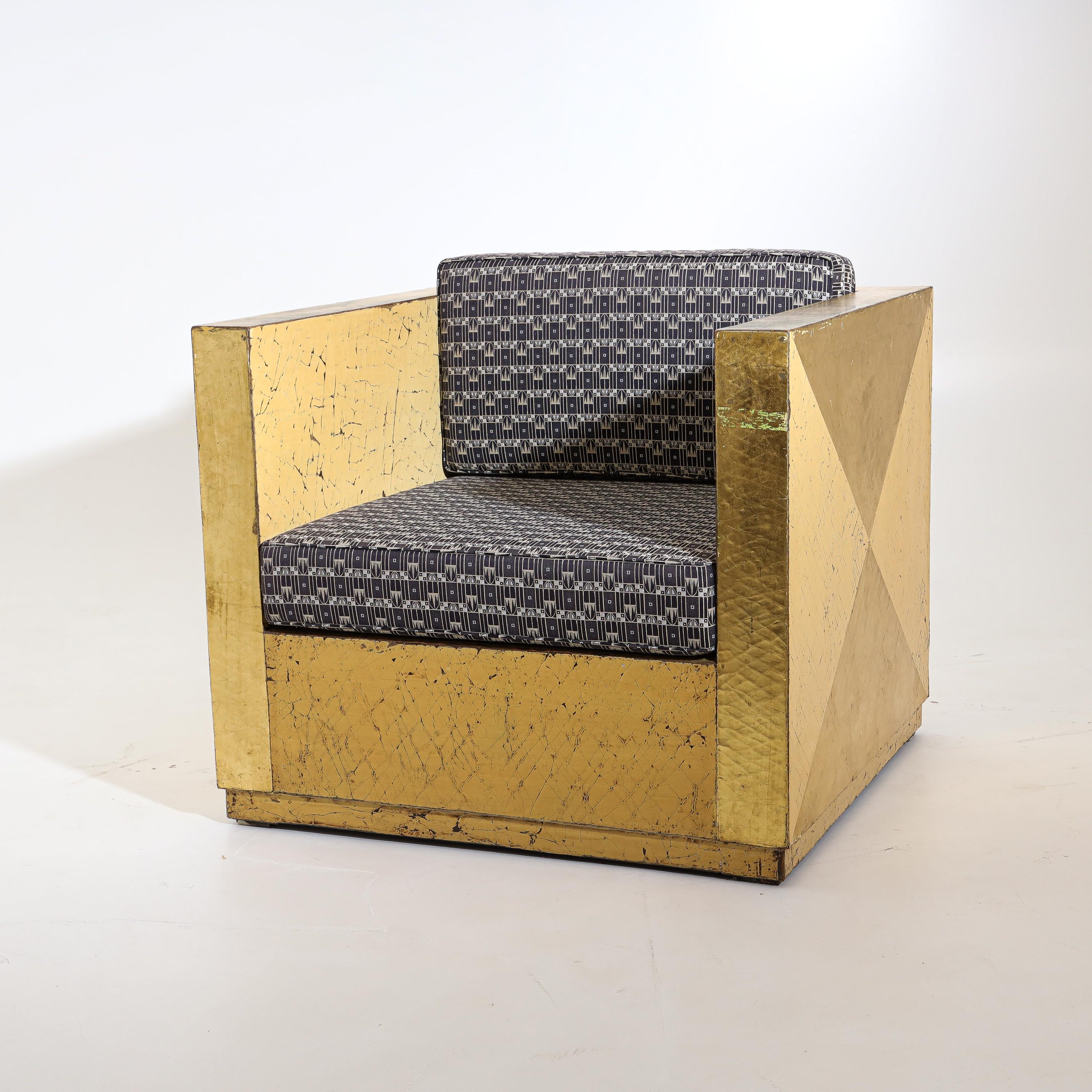 Paar golden patinierte Sessel im Art-Déco-Stil, 20. Jahrhundert (Europäisch) im Angebot