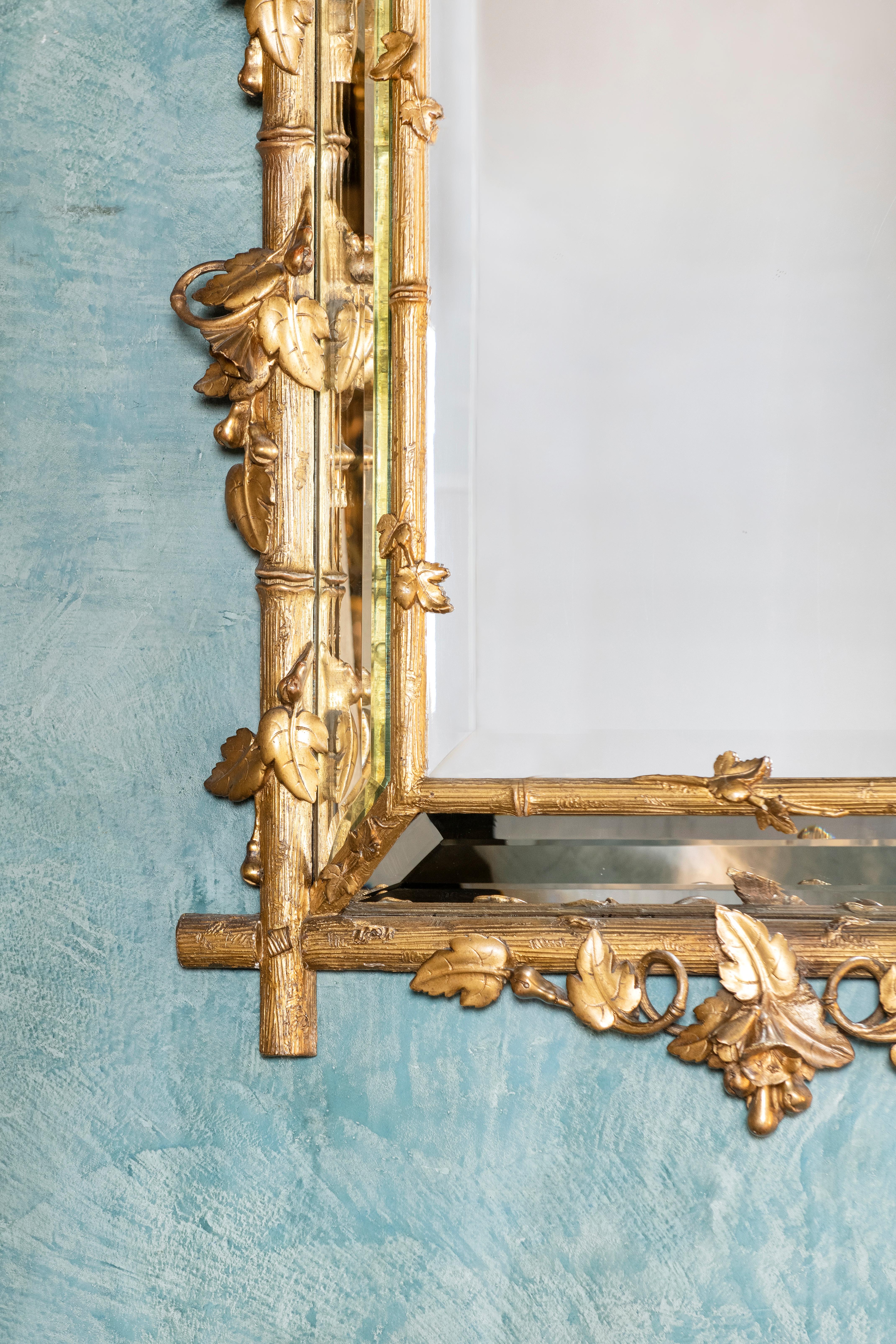 English Pair of Gold Patinated Wood Mirrors, England, Late 19th Century For Sale