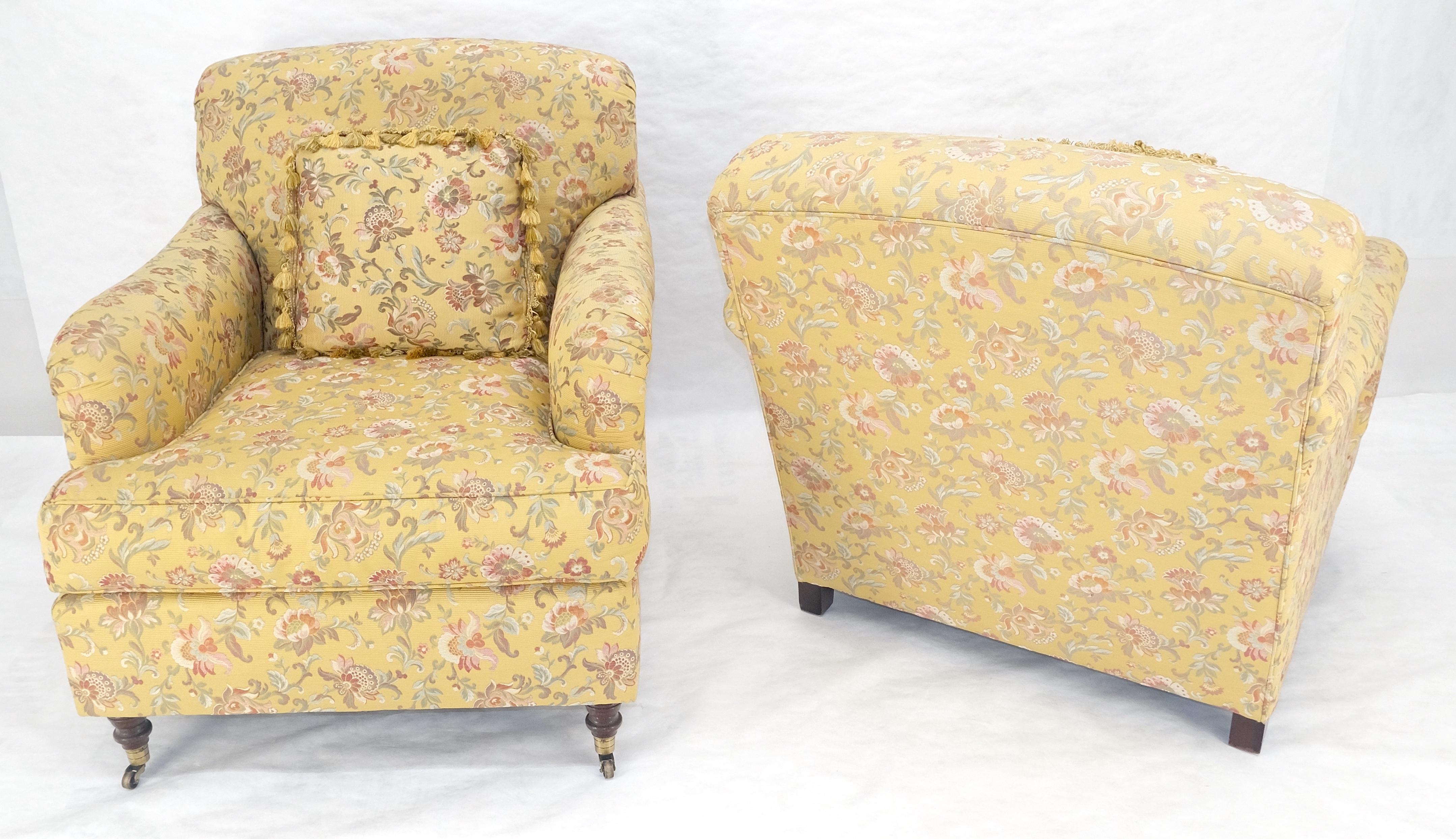 Paar Gold & Rosa Floral Seide Wie Polsterung Kravet Lounge Stühle MINT im Angebot 4